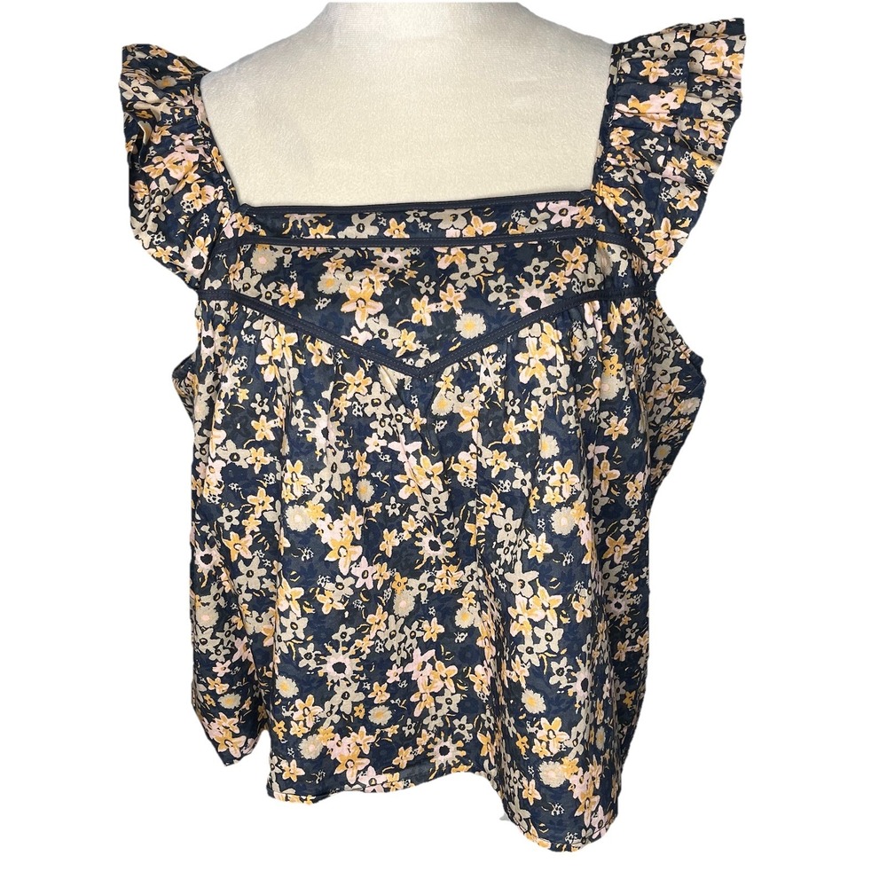 Roan And Ryan Flutter Tank Floral Top XL 100% Cotton Boho Y2K Festival Travel